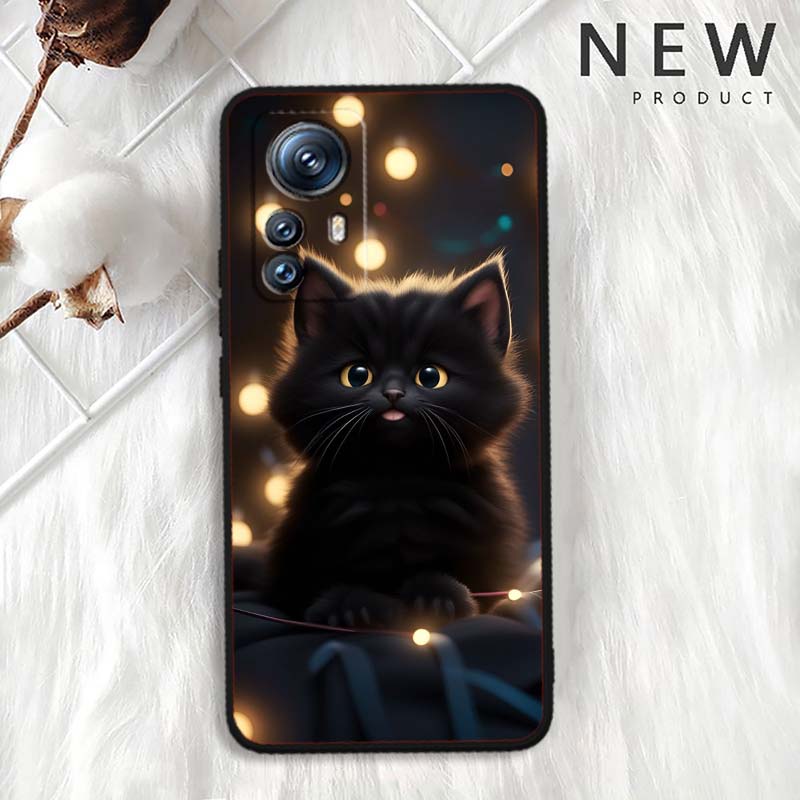 Anime Cartoon Katze Illustration Handyhülle Für Xiaomi Mi 15 14 13 13T 12 12T 12S 11 11i 11T Pro Ultra Lite 5G Schwarz Weich