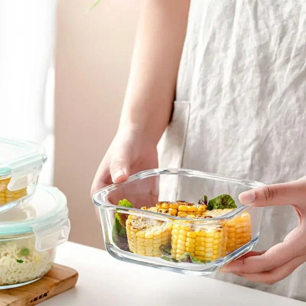 with Lids Microwave Heatting Bento Box Glass Snacks Fruit Sealed Insulation Box Lunch Bento Box