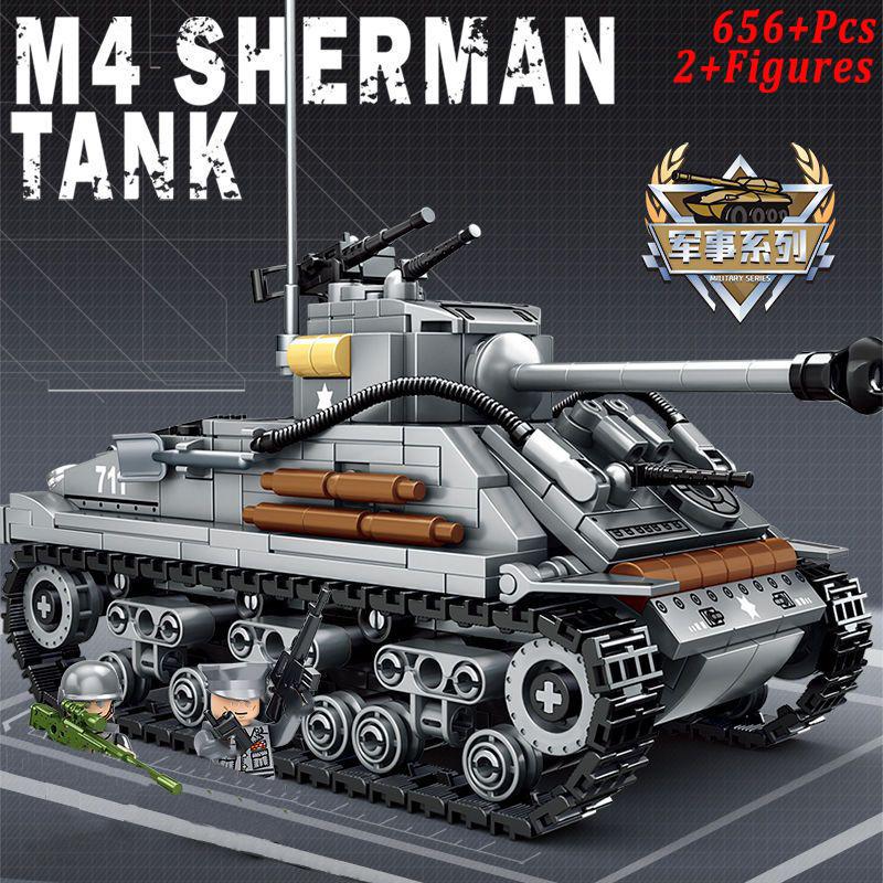Sluban Military Cannon Assault Armored Vehicle Battle Tank Car Truck Army Weapons Soldier Building Block Model King Kid Toy Gift