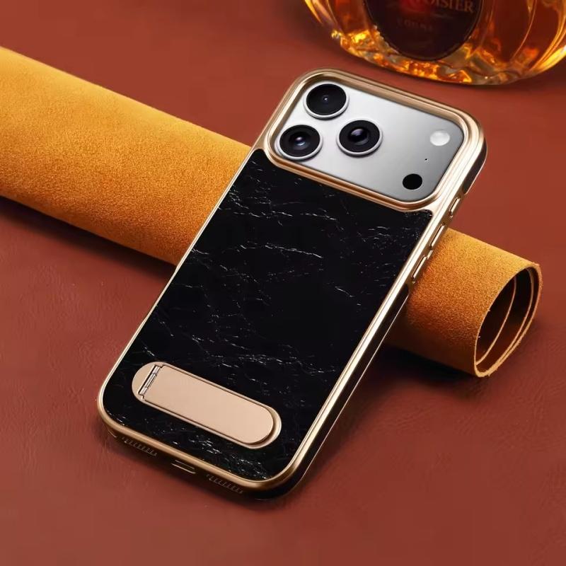 

Підходить для iPhone 17 16 15 14 13 Pro Max Plus Air шкіряний магнітний бездротова зарядка прихований кронштейн чохли для телефону iPhone 13 Pro чорний
