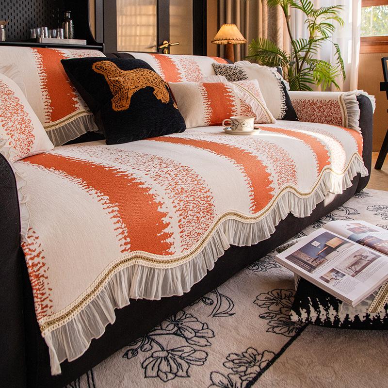

Premium Chenier Sofa Cushion New Four-Season Universal Straight Row Sofa Cover Light Luxury Seat Cushion Cover 70*70cm