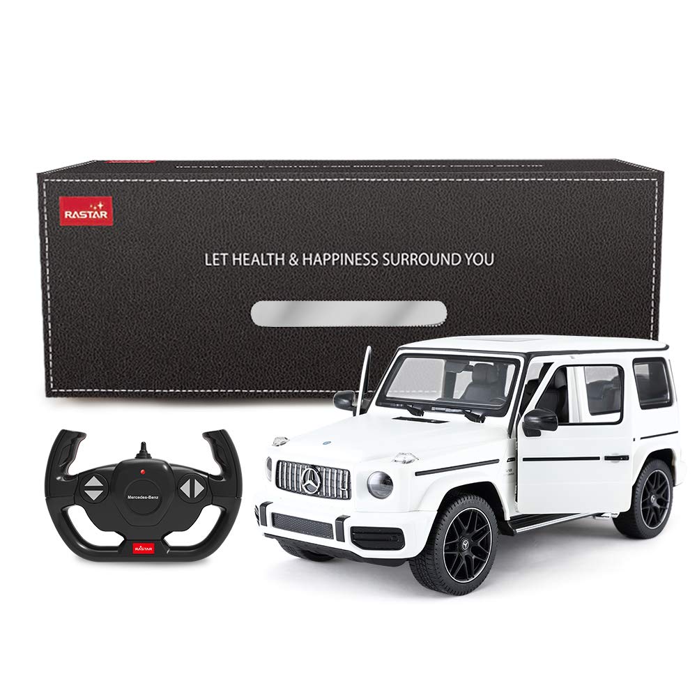 RASTAR AMG G63 RC model headlights and taillights light left and right doors and back door can be opened and closed white 1/14 Mercedes-Benz