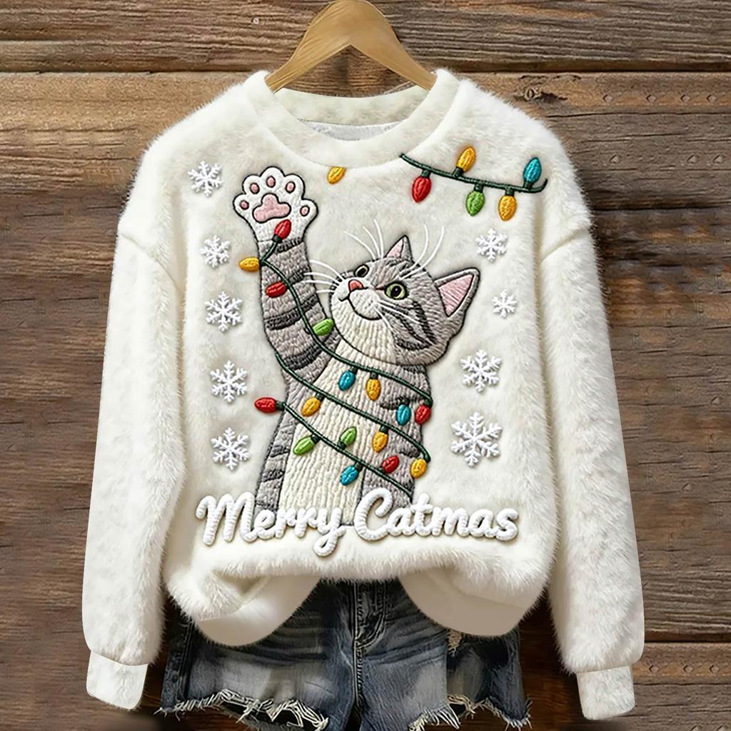 Women's Fashion Casual Round Neck Long Sleeve Top Printed Pullover Sweatshirt