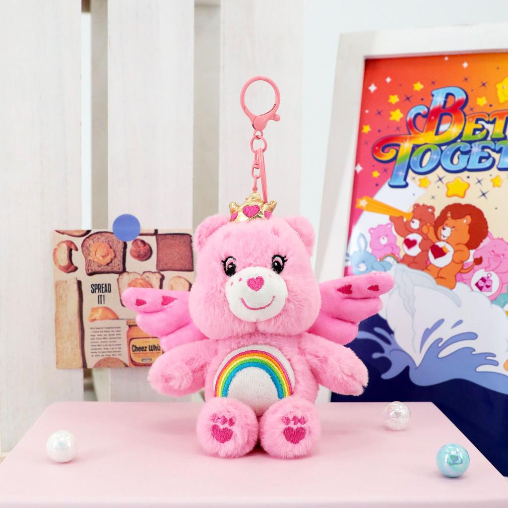 Care Bears Cute Angel Wings 15cm Plush Keychain Stuffed Doll Pendant Kawaii Bag Charm Luggage Accessory Soft Stuffed Animal Key