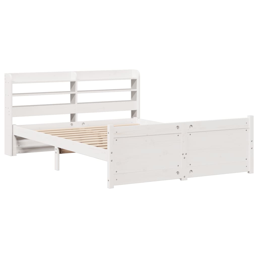 Bed Frame with Headboard Without Mattress White 150 x 200 cm