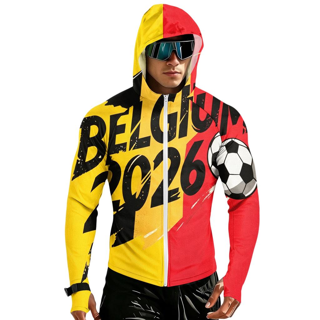 Men's Casual Raglan Sleeve Hooded Long Sleeve Sun Protection Jacket Lightweight Zip Up Soccer Graphic Print Outdoor Windbreaker