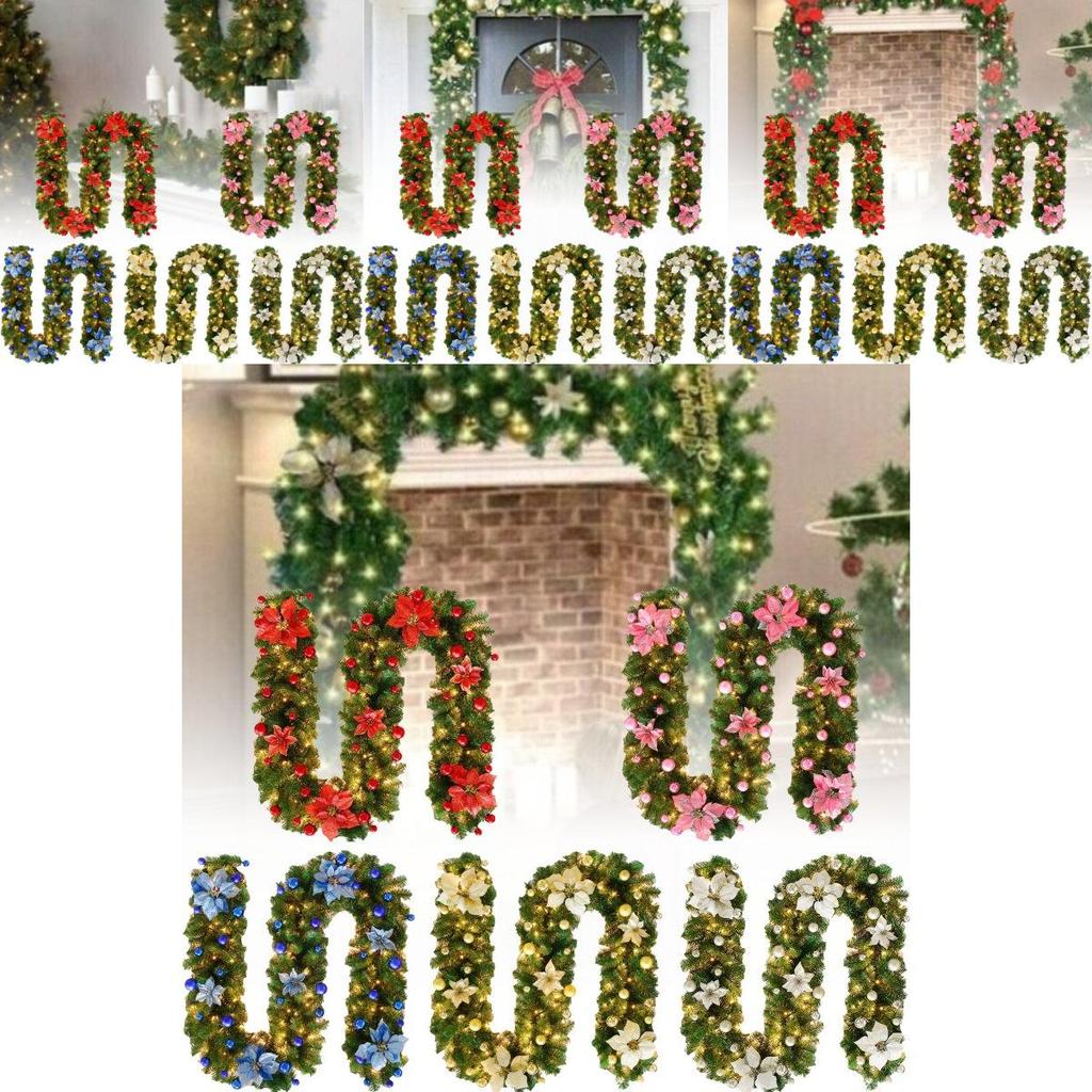 Festive 2.7 Meter Christmas Wreath Decoration With Led Lights In Gold And Red For Holiday Cheer