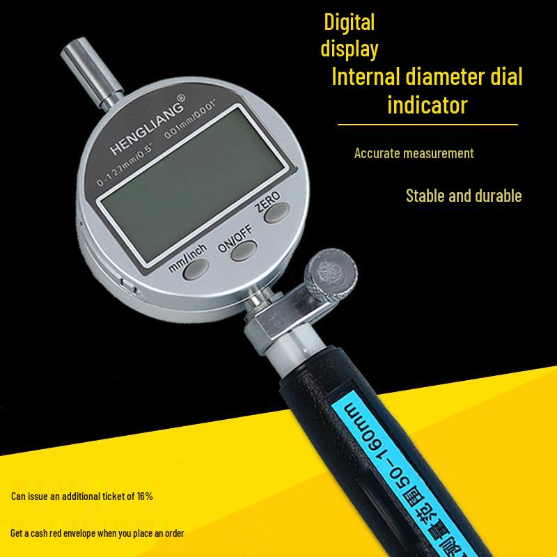 Digital Inner Diameter Micrometer: 18-160mm Cylinder Gauge Dial Indicator