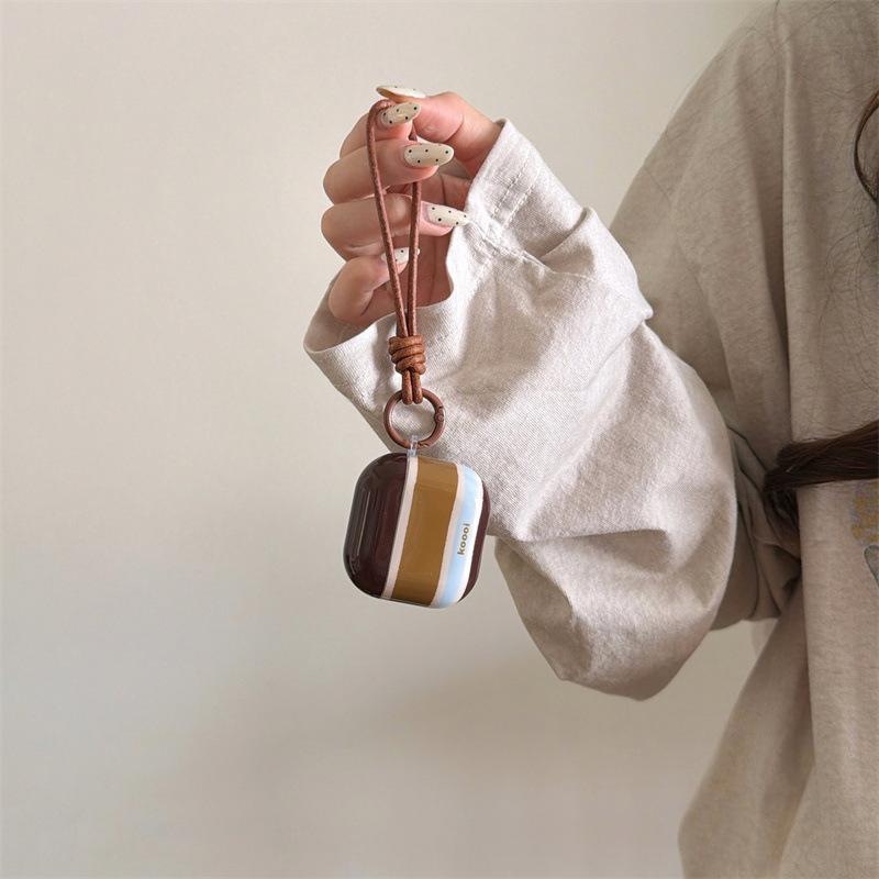 Niche colorful contrasting striped lanyard for AirPods 1 /pro1 earphone protective case cover second and third generation new models