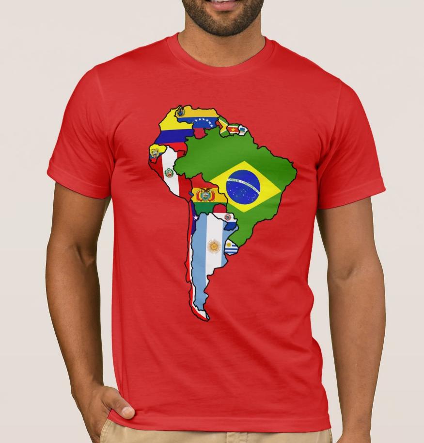 

Flag Map of South American Countries TShirt 100 Cotton ONeck Summer Short Sleeve Casual Mens Tshirt Size S3XL S