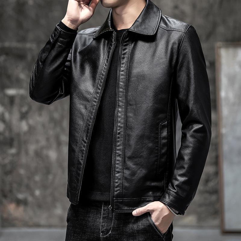 Herren PU-Leder Stehkragen Jacke - Weich, Vielseitig, Leichter Business Casual Mantel für Herbst und Winter