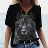 Vrouwen T-shirt Lone Wolf Grafisch 3D Geprint Y2k Mode Elegantie Vintage Korte Mouw Elegant Casual Comfortabel Polyester