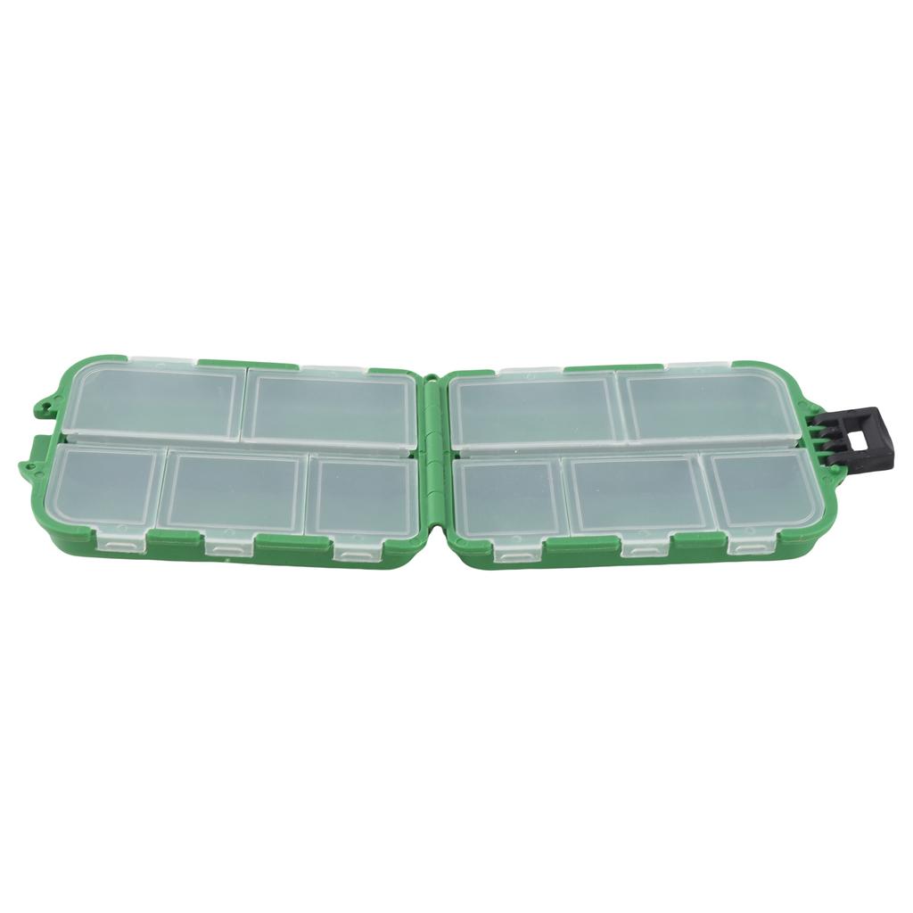 10 Grids Box Hard Fishing Tackle Storage Hooks Lures Baits Large Capacity Green Portable Design for Anglers