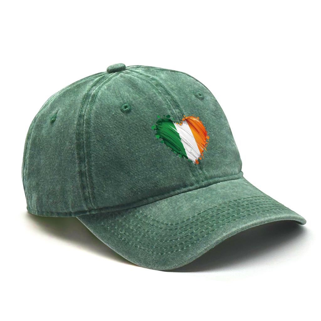 Heart Flag of Ireland Print Adjustable Hats For Woman Solid Color Fashion Snapback Baseball Caps Perfect For Daily Wear