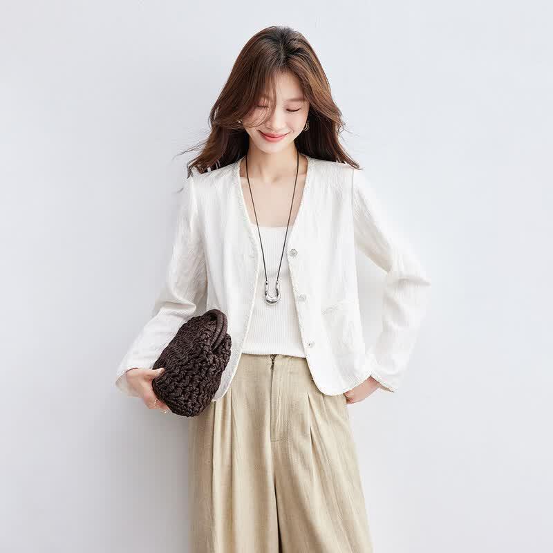 Srcr Women s Silk Blend Jacquard V-Neck Cardigan XL