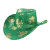 24TE 3Pieces LED Light Up Cowboy Hat Accessory with Sequins Clovers Designs for Patrick's Day Party Costume Accessories