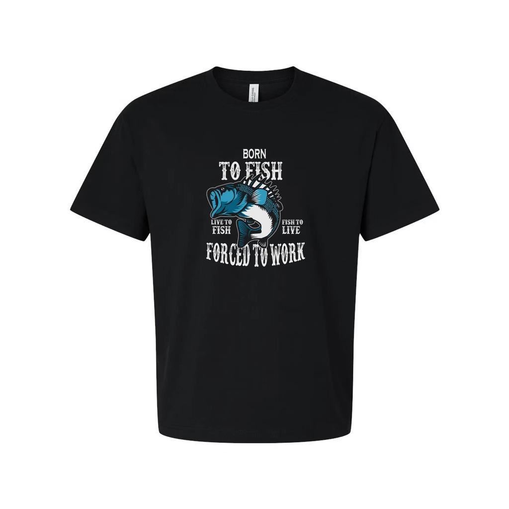 Unisex Fishing Graphic Tee With Born to Fish Illustration Casual Sea Life Design