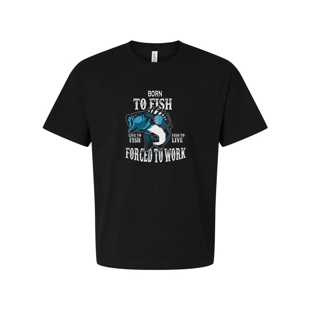 

Unisex Fishing Graphic Tee With Born to Fish Illustration Casual Sea Life Design XL