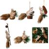 Five Hanging Squirrel Ornaments for Christmas Tree Foam Material with Wire Tail for Adjustable Poses and Display
