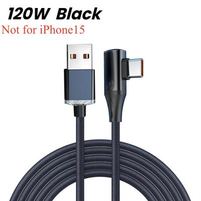 90 Degree Elbow USB C Cable PD 120W Fast Charging Type C Cable For iPhone 15 Pro Max Samsung Xiaomi  Charger Data Cord