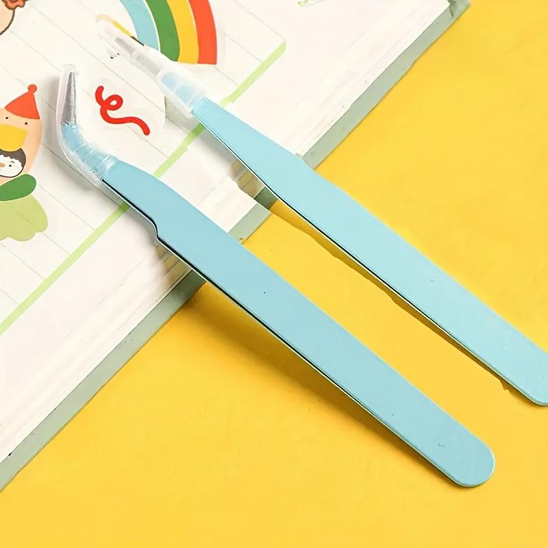 

2pcs Stainless Steel Precision Tweezers Color Scrapbook Tweezers Straight and Curved Are Suitable for DIY Bead and Fine Projects 2pcs blue