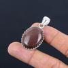 Oval Natural Coffee Bean Jasper Sterling Silver Trendy Engagement Unique Pendant