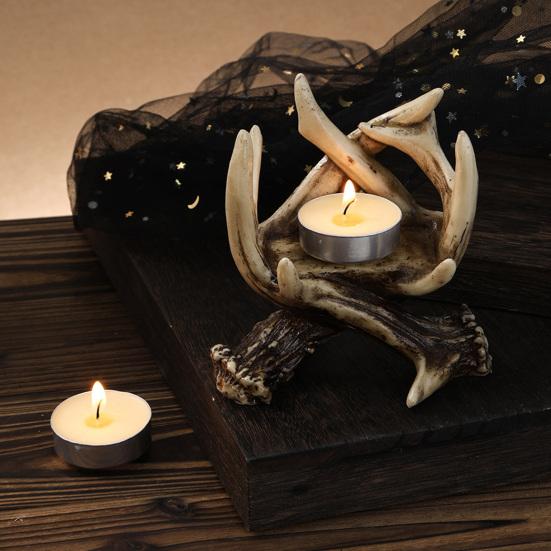 Yousheng Vintage Deer Antler Candle Holder Gothic Antler Tealight Candle Stand Candlestick Table Centerpiece Home Office Desktop Decoration