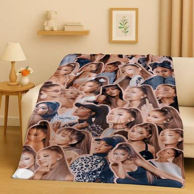 Fashion  Ariana Grande Cat Ari Popular Singer Flannel Blanket,Ultra Soft Warm Plush Throw for Home Bedroom Bed Sofa Cover Kids