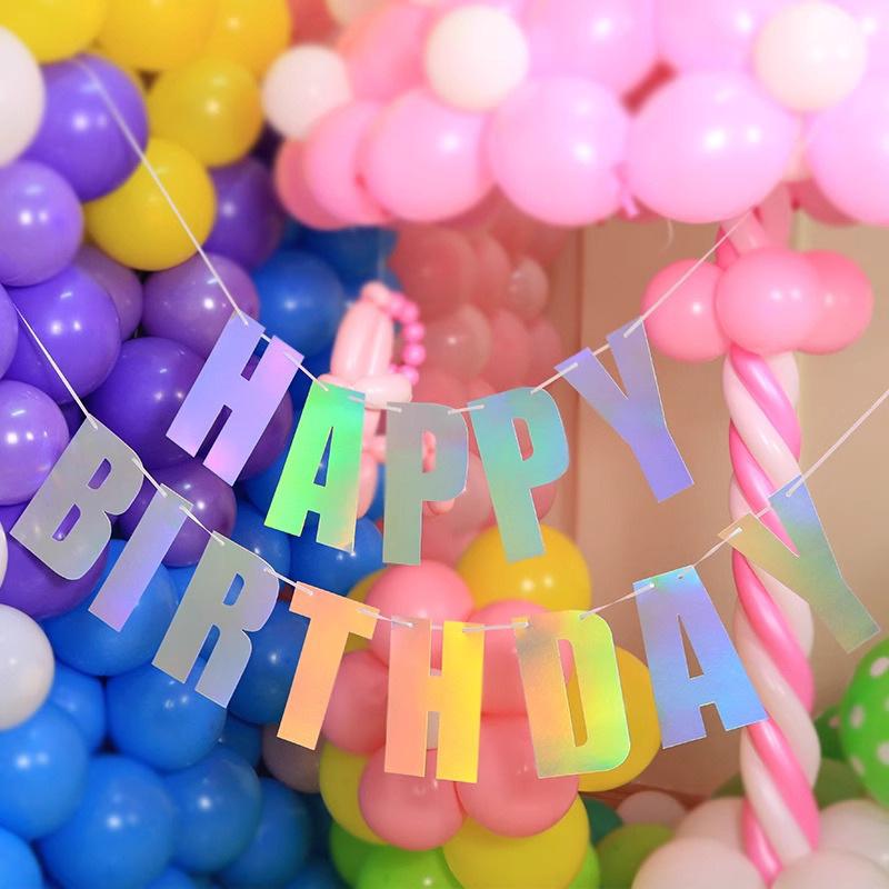 Creative Laser Birthday Flag Decoration Party Supplies Alphabet Happy Birthday Banner Bunting