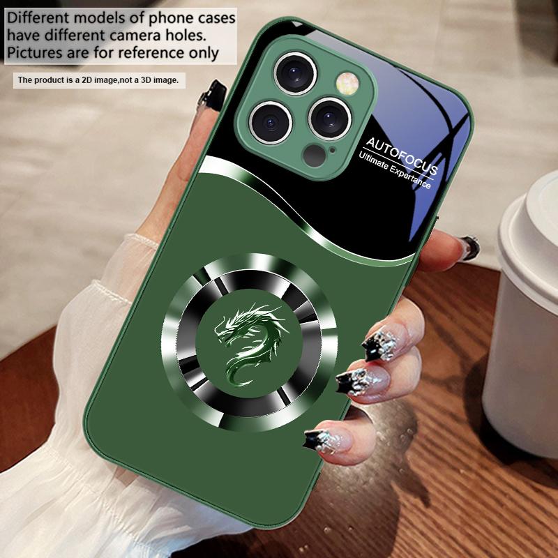 Circle New Dragon Head For iPhone 16 E 15 14 13 Plus 12 mini 11 Pro Max XR Xs Max 16E X 7 8 6 6S 2022 Tempered Glass Phone Case