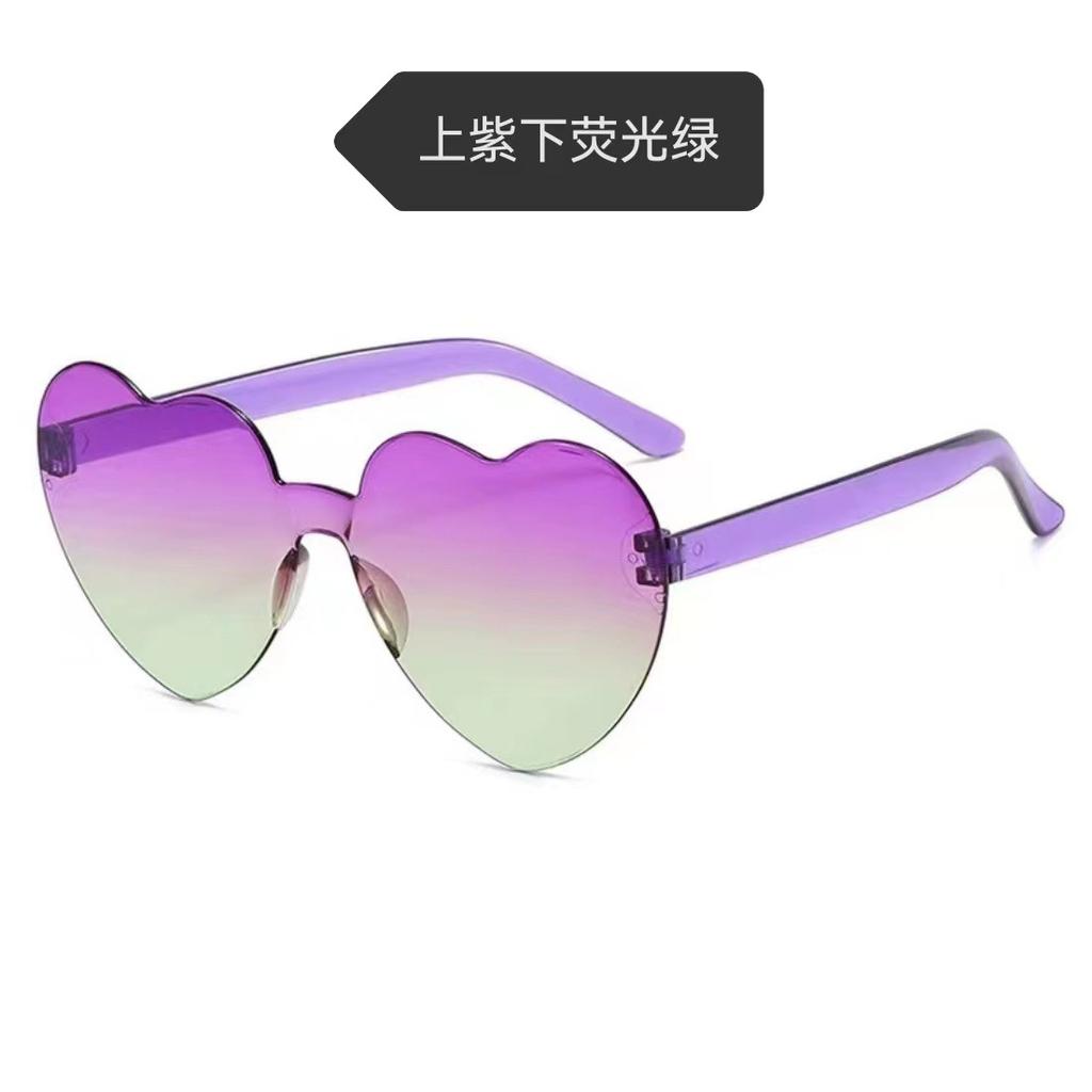 Peach Heart Sunglasses Love Glasses Trend Frameless One-Piece Marine Film Dazzling Color Sunglasses