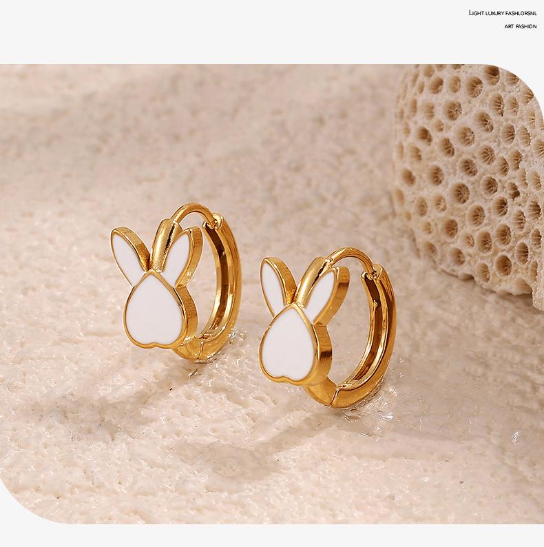 INS Style 18K Gold-Plated French Zirconia Earrings: Butterfly & Rabbit Design for Women - Lightweight, Colorfast, High-End Feel