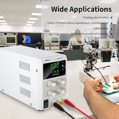 DC Bench Power Supply 30V 10A, 3-Digit LED, Switching with Alligator Clip & US Cord