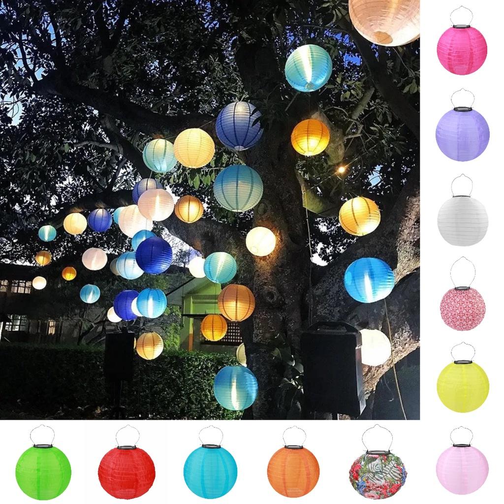 Lanterna de Tecido de Nylon Solar 8" 20cm 10" 25cm 12" 30cm Para Decoração de Jardim