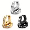 Diamond Inlaid Natural Stone Hoop Earrings Stainless Steel Silver/Gold Plated Geometric Trendy Women's Ear Buckles Color