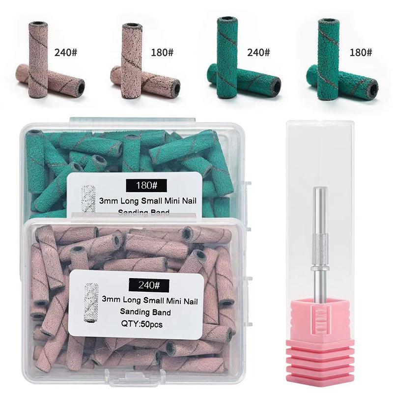 20Mm Long Sanding Bands,Nail Art Grinding Sanding Bands With Bit Nail Art Removal Sand Bands Nail Grinding Tool #120/#180/#240