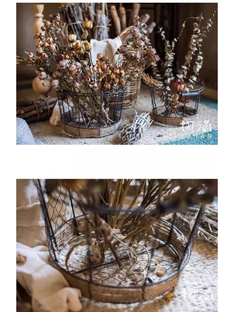 Juhan Retro Iron Wire Handbag Storage Basket - American Country ZAKKA Sundries Decor