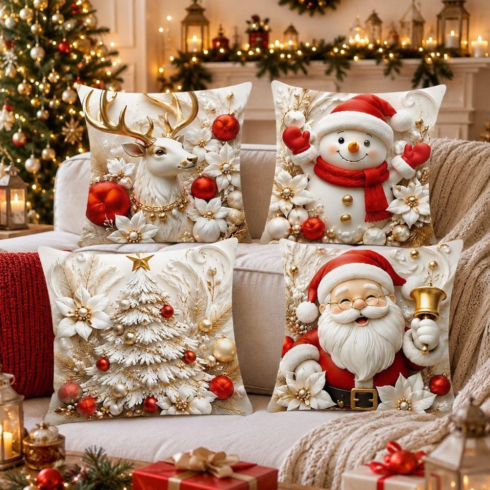 45x45cm Christmas Pillow Covers Detachable Soft Holiday Cushion Case  Sofa House Room