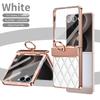 Premium Mode Rautensteppung Leder Hülle für Samsung Galaxy Z Flip 8 7 Hart Stoßfest mit Ringhalter Schnalle Scharnier Schutzglas Film Abdeckung
