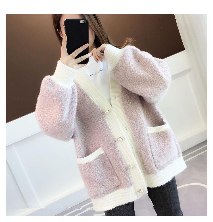 Autumn 2025 Thick Knit Women's Cardigan - Loose, Lazy Style