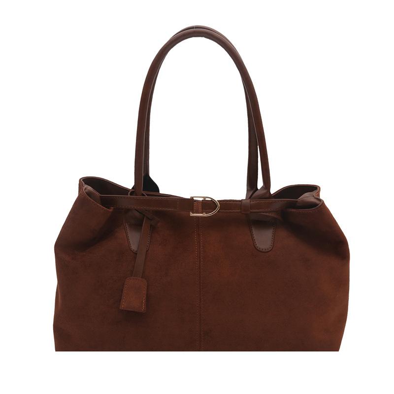 Retro Casual Suede Largecapacity Bag Women's New Fashion Commuter Shoulder Bag Portable Tote Bag