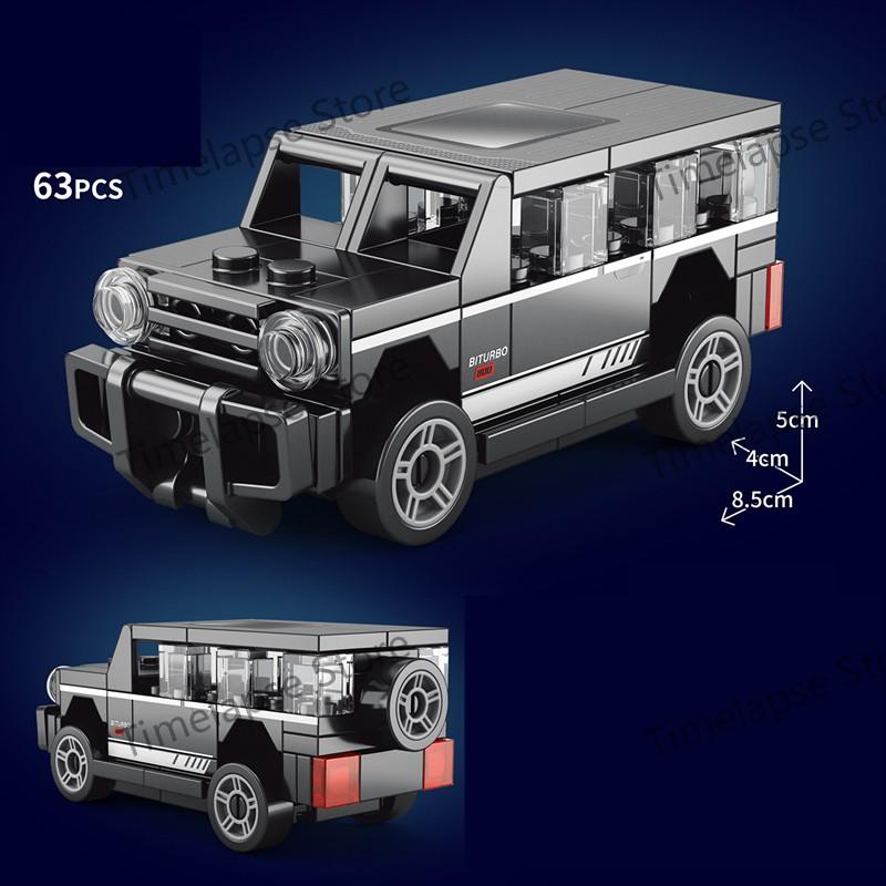 NEU DIY Vier Gitter Rennwagen Rennwagen Rückziehgeschwindigkeit Fahrzeug Bausteine Set Jungen Steine Filmmodell Kinderspielzeug Stadt Ideen