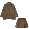 Luxi Women's High-End Korean Casual Suit: Cuff-Stitched Blazer + Pleated Skirt Set 8719