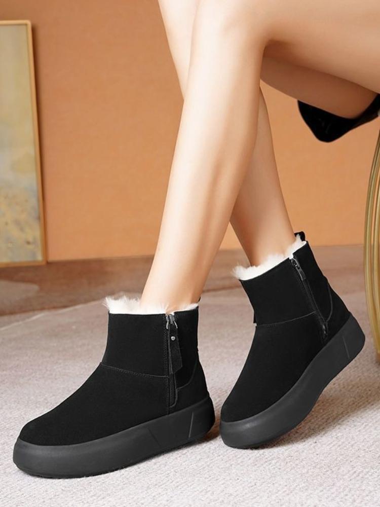 Fashion Waterproof Round Toe Chunky Snow Boots for Women Winter Fleece-lined Woman Shoes Comfortable and Elegant Y2k Plush Warm Hot Boot