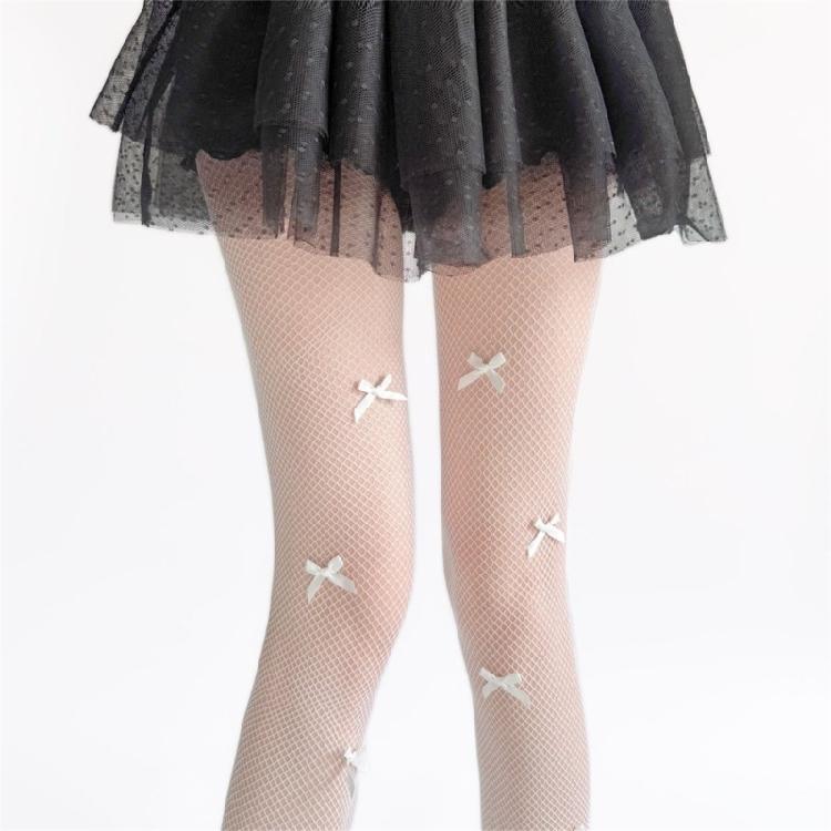 Breathable Lace Fishnet Tights With Unique Bows Embellishment Smooth And Comfortable Pantyhose For Comfort