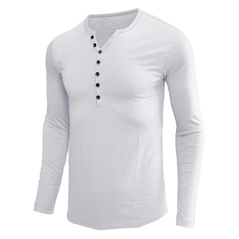 Camicia Henley a Maniche Lunghe da Uomo Tinta Unita