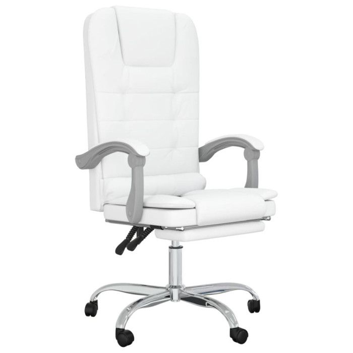 VidaXL Reclining Office Massage Chair, Swivel Chair with Adjustable Backrest and Footrest, Office Seat, 349672