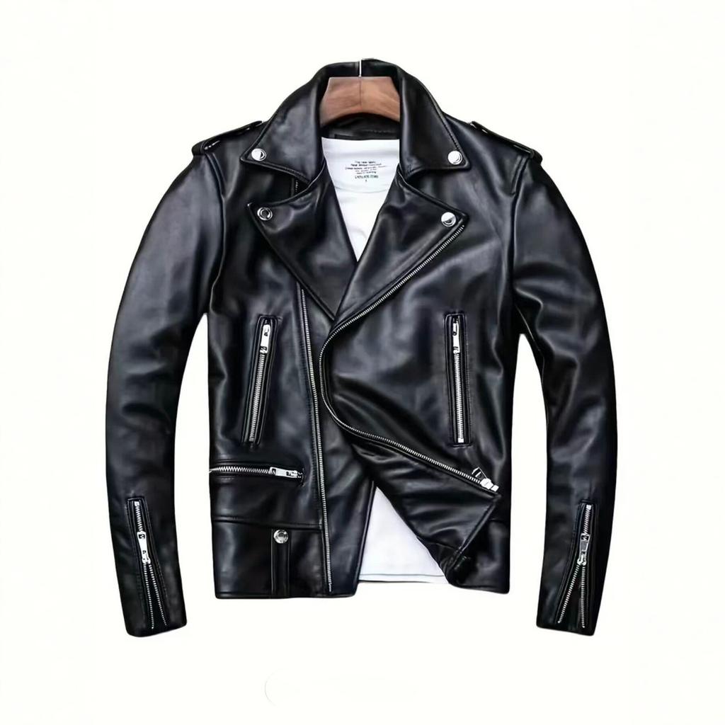 New men's PU leather jacket motorcycle jacket slim lapel zipper jacket spring and autumn trend men's leather jacket