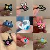 New Cute Open Green Monser Rings For Women Grils Lovely Two Colors Owl Cat Eyes Adjustable Couple Punk Ring Party Finger Zircon
