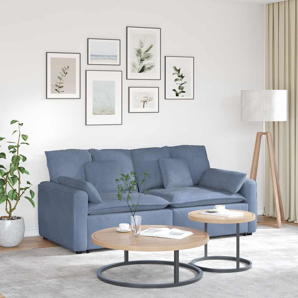 Modular Sofa with Cushions Blue